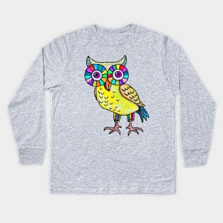 Rainbow Owl Kids Long Sleeve T-Shirt